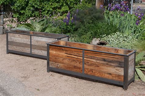 wood and steel planter boxes|planter box with galvanized metal.